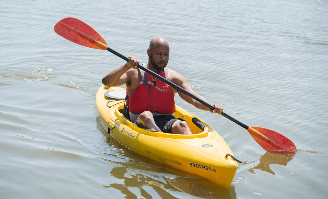 a man in a kayak