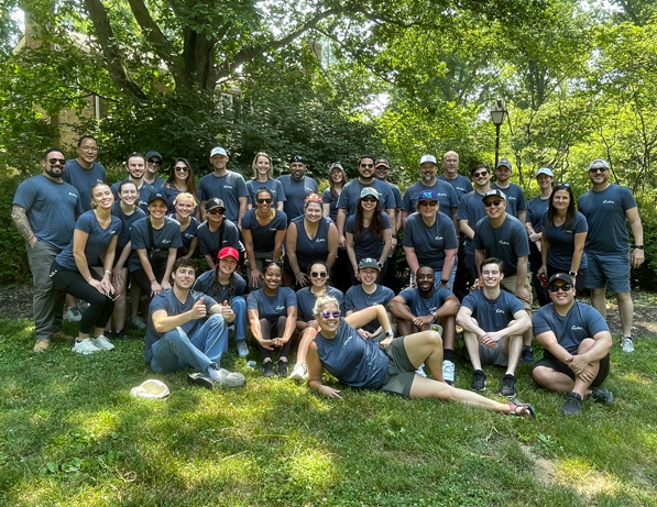 a group of people posing for a photo
