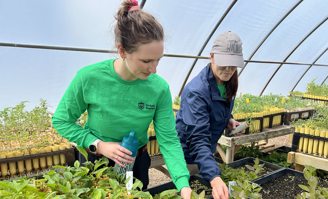 a group of women in a greenhouse