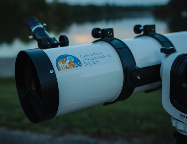 a telescope with a logo on it